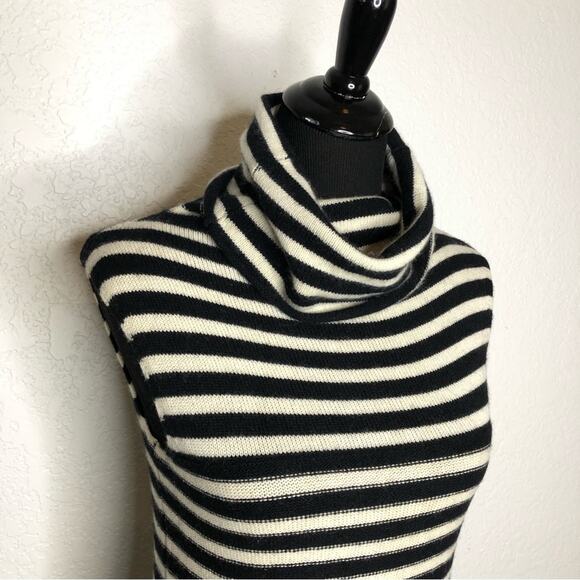 KnitWit black and cream striped sleeveless cashmere sweater tunic size Small - Picture 2 of 16